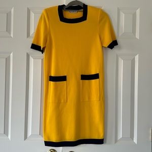 Yves Saint Laurent Yellow and Black Midi Dress